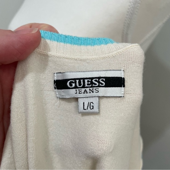 Vintage Guess Sweater Vest Cream Y2K Preppy Academia Size Small - Picture 7 of 7
